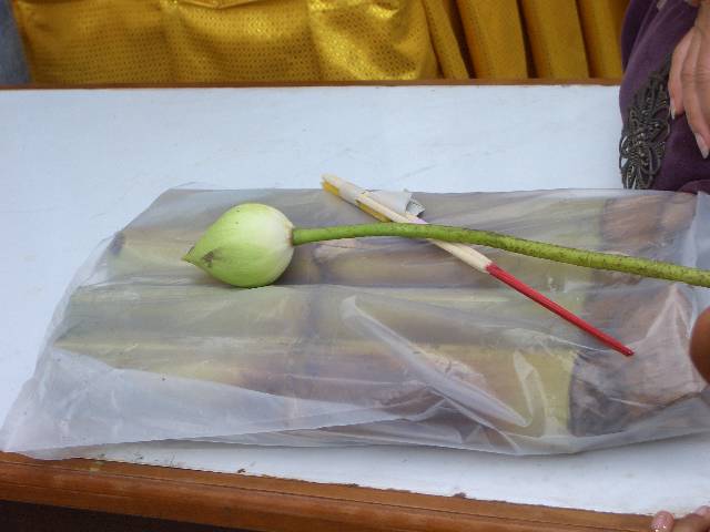 CIMG3430 Lotusblume und R�ucherst�bchen als Opfergabe